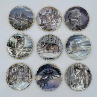YEAR OF THE WOLF Vintage 1998 Mini Plate Set Hamilton Collection 3.75" Agnew - Image 1 of 4