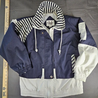Mulberry Street Navy White Nautical Jacket VTG ocean Size Small - Image 1 of 4