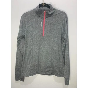 Reebok Womens Gray 1/4 Zip Pullover Size L Long Sleeve Activewear Lightweight - Picture 1 of 3