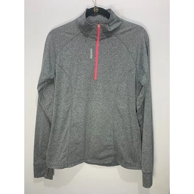 Reebok Womens Gray 1/4 Zip Pullover Size L Long Sleeve Activewear Lightweight - Imagem 1 de 3