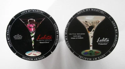 Lote de 2 copas pintadas a mano LOVE MY MARTINI 7 OZ LOLITA BEACH DIVA POKERTINI Foto 1 de 4