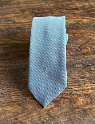 Vintage Christian Dior Neck Tie Silk Blend Blue Classic Logo Necktie Preppy - Image 1 of 4