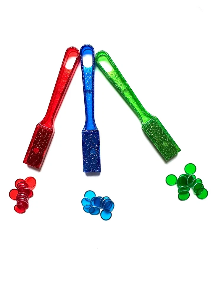 Glitter Magnetic Bingo Wands and Chips- Red, Blue, Green- Set of 3 - Image 1 of 1
