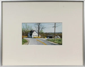 GREGORY DUNHAM Forsythia at Dunbar Corner Farm House Aquarell Gemälde - Bild 1 von 8