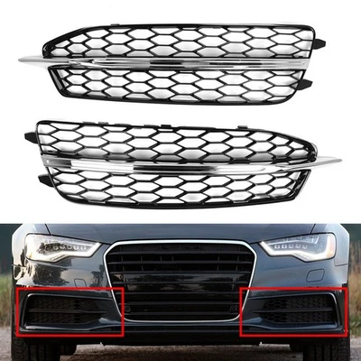 Front Bumper Lower Grille 4G0807681D 4G0807682D For Audi A6 C7 S LineS6 Black - Image 1 of 4