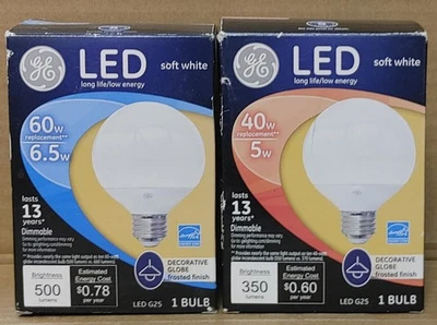 GE LED Soft White Decorative Globe Light Bulb G25 Frosted - 40W & 60W - Image 1 of 3