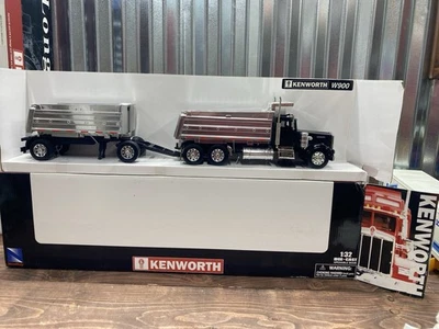 Vintage New Ray Kenworth W900 Long Hauler Black Dump Truck & Trailer 1:32 - Image 1 of 4