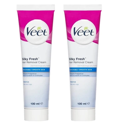 Crema depilatoria Veet 100 g - Fórmula suavizante/hidratante para piel sensible paquete de 2 Foto 1 de 4
