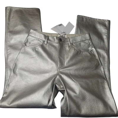 Pantalones de imitación de cuero plateados metálicos H&M Cybercore talla 6 Foto 1 de 4