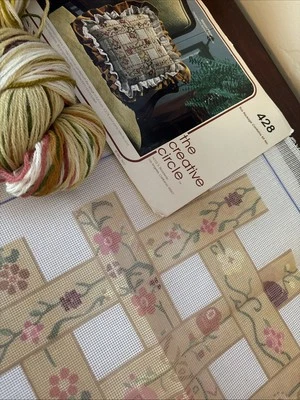 Vintage Creative Circle #428 Needlepoint Ribbon Pillow Kit - Bonnie Williamson  - Image 1 of 4