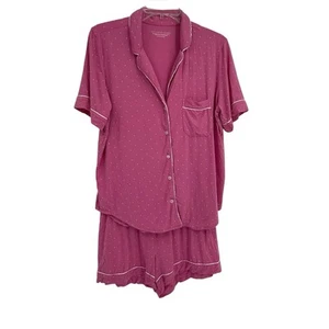 Victoria’s Secret Shortie Pajama Set Size S Pink Dot 2 Piece Women’s Button Up - Picture 1 of 11