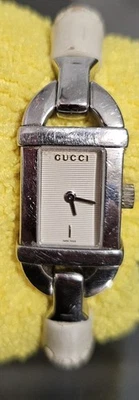 GUCCI 6800L Reloj Damas Usado Bambú Brazalete Cuarzo Acero Inoxidable   Foto 1 de 4