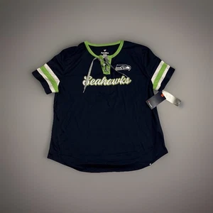 Seattle Seahawks Fanatics Blue Lace Top Jersey Women's XL Glitter Lace Logo NWT - Picture 1 of 8