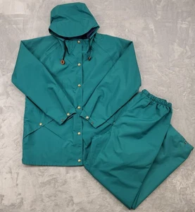 Vintage Cabela's GoreTex Rain Suit Womens Jacket L Pants XL Teal Made USA 90s - Picture 1 of 24