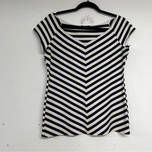 Camicetta donna Lafayette 148 blu e bianca a righe collo largo manica ad aletta M - Foto 1 di 7