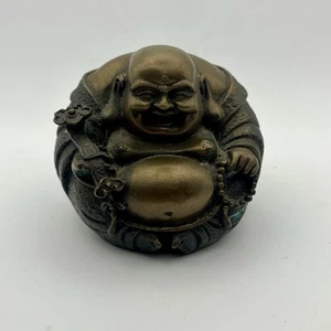 VINTAGE Messing lachender Buddha Ruyi für Glück & Reichtum Maitreya Statue schwer! - Bild 1 von 8