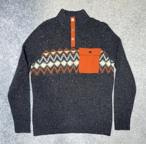 Smartwool Sweater Mens Heavy Henley Aztec Merino Wool Alpaca $190 New - Picture 1 of 8