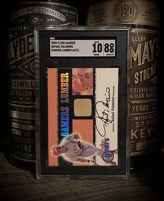 Rafael Palmeiro SGC 10/8 - 2000 Fleer Gamers Lumber Bat Autograph Game Used Auto - Image 1 of 4