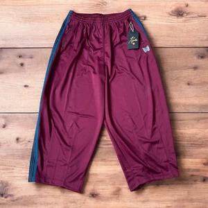 Insane super baggy wide leg skater track pants in burgundy & blue. Size L. - Picture 1 of 7