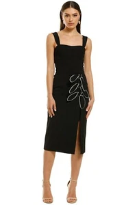 REBECCA VALLANCE Celeste Tie Midi Dress Black Size 8 AU RRP 629 WITH DEFECTS - Bild 1 von 7