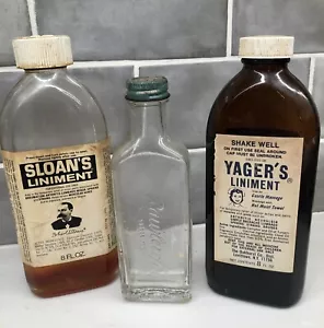 Vintage Glas Medizin Flaschen Rawleighs Yager's Sloan's Liniment Antik Lot - Bild 1 von 4