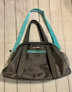 Fuel Sport Carryall Travel Bag Gym Fitness Black & Teal Blue Shoulder Strap - Picture 1 of 7