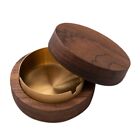 Walnut Ashtray with Lids Windproof Wooden Ashtray Portable Ash Holder for Smoker