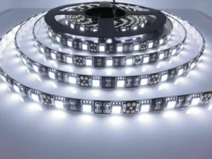 16FT Black PCB Car Flexible 12V 5M 5050 300 LED Strip Light RGB White Waterproof - Picture 1 of 13