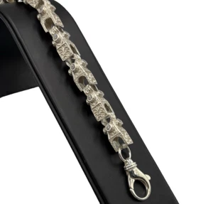 Big! Sterling Silver 9" Simulated Diamond Lego Link Belcher Bracelet (11.4mm ) - Picture 1 of 5