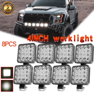 8PCS Square LED Work Light Bar Spot Flood Pods Driving Off-Road Tractor 4WD 12V - Foto 1 di 9