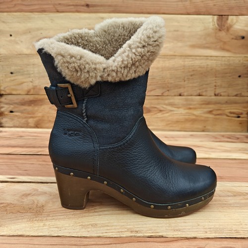 Stivali invernali sherpa scamosciati neri UGGs Lynnea da donna taglia 8