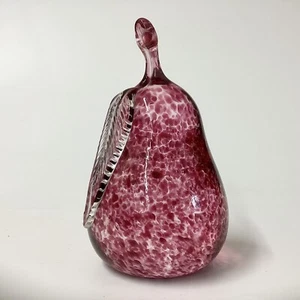 Teign Valley Glass Pear Paperweight Mottled Cranberry Glass With Label 12cm - Picture 1 of 5
