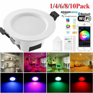 Lámpara de panel inteligente de 9W LED de techo inferior WIFI/Bluetooth control RGBWC Reino Unido - Imagen 1 de 19