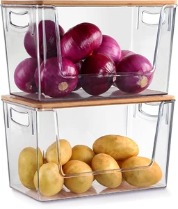 2 Set Pantry Organizers and Storage Stackable Onion Potato Storage Container Pro - Picture 1 of 12