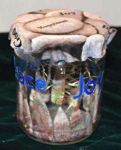 Firefly Jars Summer Light or Night light Painted Jar Stones Peace Joy Faith LED - Picture 1 of 7