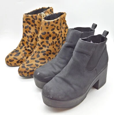 Top Shop леопардовый принт и черный ботильоны комплект размер 4 животное печати - Изображение 1 из 4