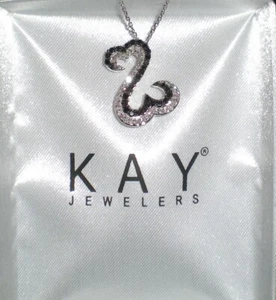 Jane Seymour Open Hearts 14K WG 1/2ct Blk/White Diamond Necklace KAY ๐ RARE! - Picture 1 of 24