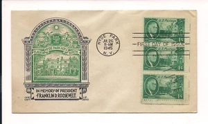 FDC 1945 Franklin D. Roosevelt- Hyde Park home - First Day of Issue - 1 cent - Picture 1 of 1