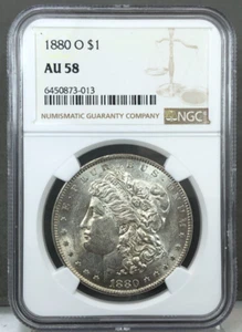 1880-O U.S. $1 Morgan Silver Dollar NGC AU58 - Picture 1 of 2