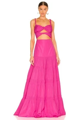 $880 ALEXIS "Azalea" tiered cut out maxi dress in magenta - sz L - Image 1 of 4