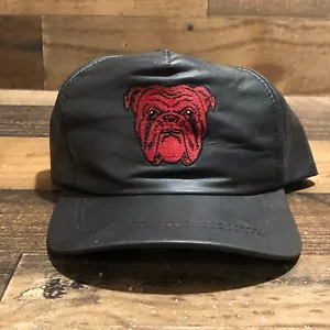 VTG Red Dog Hat Snapback Cap Mens Black Leather 90s USA Made South Side - READ - Picture 1 of 15