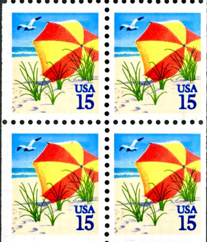 US #2443 MNH 1990 Beach Umbrella Seagull Mini-Scapes [Booklet Singles] - Image 1 of 1