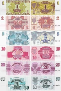 Latvia 1992 set 6 pcs. 1+2+5+10+20+50 Rublu - Pick 35-40 UNC - Picture 1 of 1