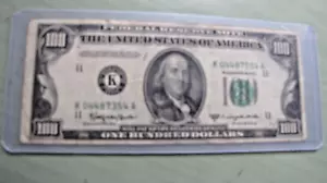 1950 D 100 Dollar Hundert Dollar Schein Federal Reserve Note K TEXAS selten guter Zustand - Bild 1 von 3