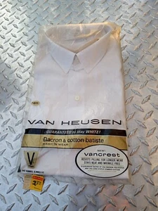 Brand NEW Van Heusen White V Taper Short Sleeve Dress Shirt  SZ 14½Button Down  - Picture 1 of 3