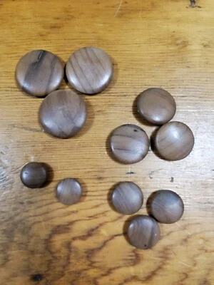 11 VINTAGE ROUND WOODEN SHANK BUTTONS 4 SIZES FREE SHIPPING - Image 1 of 2