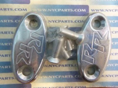 Chrome MIRROR Block off Caps Honda Motorcycles Engraved "RR" Billet Aluminum NEW - Image 1 of 2