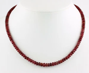 Red Tourmaline Chain (Rubellite) Gemstone Rondelle Necklace Noble Gift - Picture 1 of 3