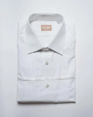 Camisa Esmoquin Algodón Esmoquin Formal Blanca Gitman Bros. $175 Ajuste Regular 16 1/2 T 39/40 Foto 1 de 4
