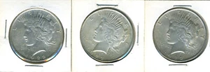 Lote de 3 monedas de plata de $1 de 1922 de dólares de la paz de Estados Unidos - Imagen 1 de 2